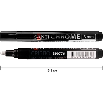 Маркер зеркальный Santi Chrome 3 мм серебро (390776) - Pampik