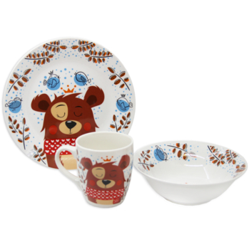 Набір дитячого посуду GGP Ведмедик порцеляна 3 предмети (76001130) - Pampik
