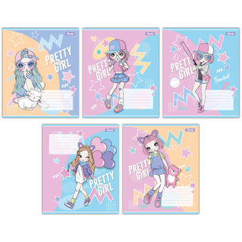Набір зошитів 1 Вересня Pretty girl А5 в косу лінію 12 аркушів 25 шт. (767205) - Pampik