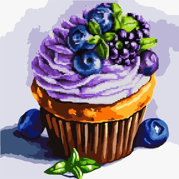 Картина за номерами Santi з алмазною мозаїкою Тістечко 40х40 см - Pampik