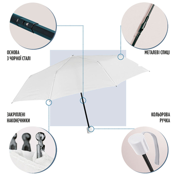 Зонтик Perletti Ombrelli складной механический белый (96005-04) - Pampik - 5