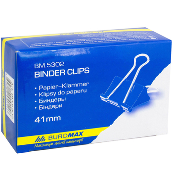 Біндер Buromax 41 мм 12 шт. чорний (BM.5302) - Pampik