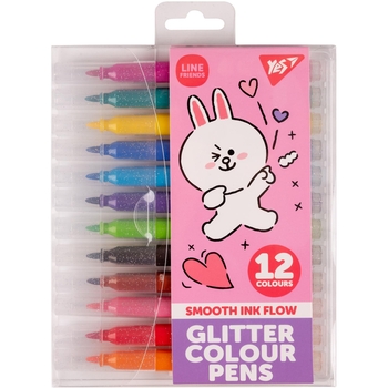 Фломастеры Yes Line Friends глиттер 12 шт. (650559) - Pampik