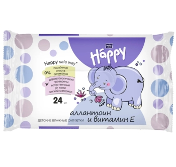 Вологі серветки Bella Baby Happy із вітаміном Е, 24 шт. - Pampik