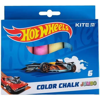 Крейда кольорова Kite Jumbo Hot Wheels 6 шт. (HW24-073) - Pampik