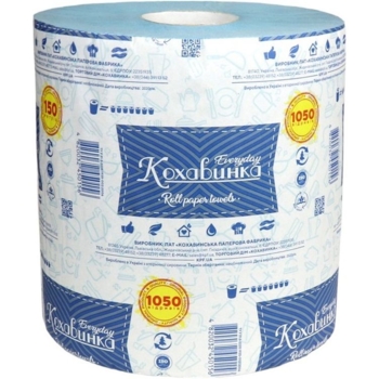 Паперові рушники Кохавинка одношарові, 150 метрів, 1050 відривів, синій - Pampik