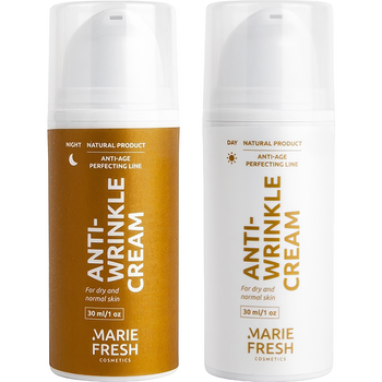 Набір денний + нічний крем для обличчя Marie Fresh Cosmetics Anti-age Perfecting Line Anti-wrinkle для сухої та нормальної шкіри (2 шт. х 30 мл) - Pampik