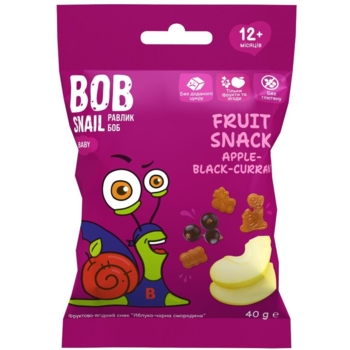 Натуральные снеки для детей Bob Snail Яблоко и черная смородина, 40 г - Pampik