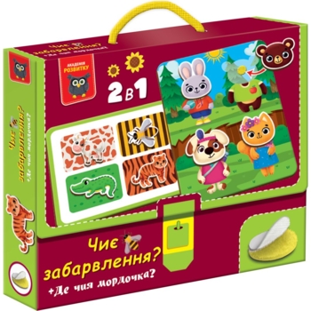 Гра розвиваюча з липучками Vladi Toys Чиє забарвлення? Де чия мордочка? (VT1310-06) - Pampik