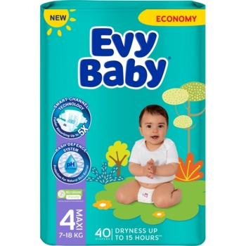 Подгузники на липучках Evy Baby 4 (7-18 кг), 40 шт. - Pampik