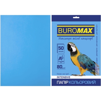 Папір кольоровий Buromax Intensiv, А4, 50 аркушів, світло-синій (BM.2721350-30) - Pampik
