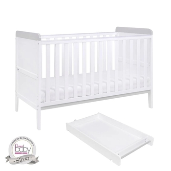 Кроватка Tutti Bambini Rio с пеленатором и матрасом Deluxe Eco Fibre 140 х 70 см белая с серым (211030/1172.01) - Pampik - 2