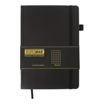 Блокнот діловий Buromax Logo2U Brief А5 96 арк. в клітинку обкладинка зі штучної шкіри чорний (BM.295104-01) - Pampik - 2