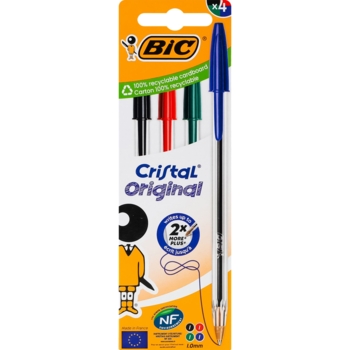 Набор шариковых ручек BIC Cristal Original Ассорти 0.32 мм 4 шт. (516834) - Pampik