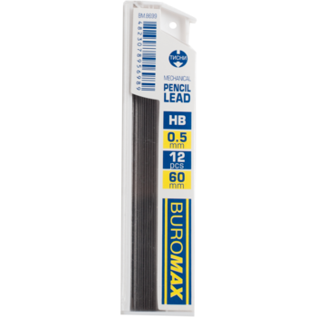 Стрижні для механічних олівців Buromax НВ 0.5 мм 12 шт (BM.8699) - Pampik