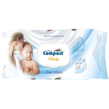 Вологі серветки для дітей Ultra Compact Sensitive із клапаном, 72 шт. - Pampik