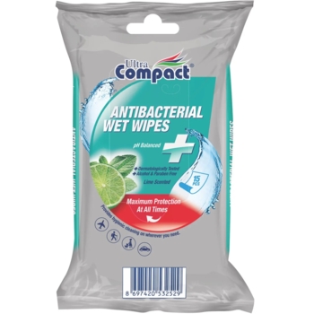 Влажные салфетки Ultra Compact Антибактериальные, 15 шт. - Pampik