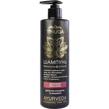 Шампунь Triuga Ayurveda Professional Home Care Безсульфатний, делікатне очищення та зміцнення, 500 мл - Pampik