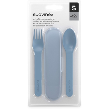 Набір столових приборів Suavinex Go natural у футлярі, блакитний (401506) - Pampik - 2