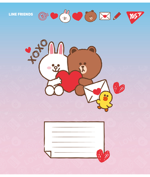 Набор тетрадей Yes Line Friends. Love letter А5, в линейку, 12 листов, 25 шт. (766948) - Pampik - 6