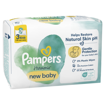 Дитячі вологі серветки Pampers Harmonie New Baby Aloe Vera, 138 шт. (3 уп. по 46 шт.) - Pampik - 3