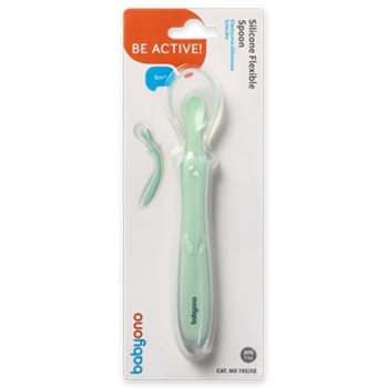 Ложка силиконовая BabyOno эластичная, мятный (785/02) - Pampik