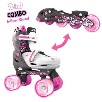 Роликовые коньки Neon Combo размер 34-37 серо-розовые (NT31P4) - Pampik - 2