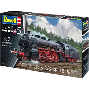 Збірна модель Revell Експрес локомотив S3/6 BR18 з тендером, масштаб 1:87, 154 деталі (RVL-02168) - Pampik