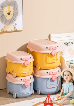 Многофункциональный ящик для хранения игрушек Poppet Свинка Блу на колесах, большой (PP-002B-L) - Pampik - 9