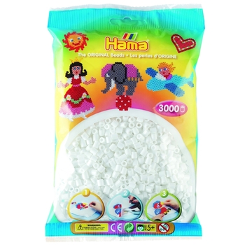 Термомозаика Hama Набор белых бусин Midi 5+ 3000 шт - Pampik