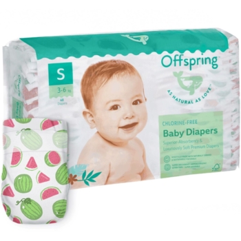 Подгузники Offspring Wondermelon S (3-6 кг) 48 шт. (DP-OI-FAT-S48P-WML) - Pampik
