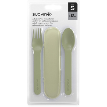 Набір столових приборів Suavinex Go natural у футлярі, зелений (401507) - Pampik - 2