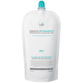 Кератиновый безсульфатный шампунь La'dor Keratin Lpp Shampoo Refill запасной блок 500 мл - Pampik