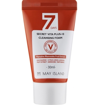Пена для умывания осветительная с облепиховым экстрактом May Island 7 Days Secret Vita Plus-10 Cleansing F 30 мл - Pampik