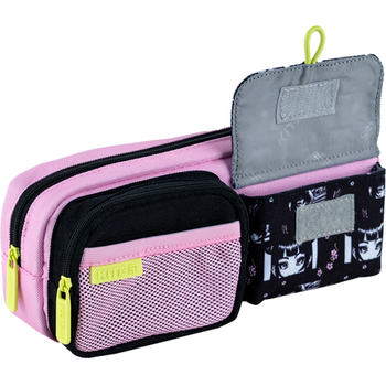 Пенал мягкий Kite 8.5x22x3.5 см розово-черный (K24-2701-5) - Pampik - 3