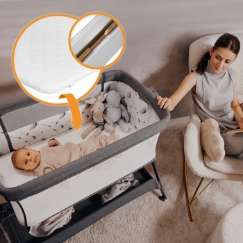 Ліжечко приставне Lionelo Leonie Plus Beige Sand, бежевий - Pampik - 15