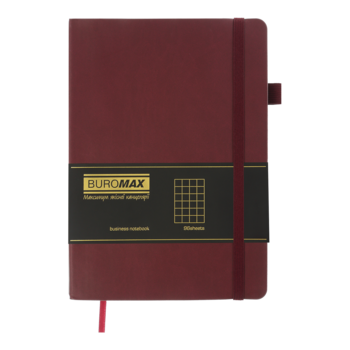 Блокнот деловой Buromax Logo2U Brief А5 96 л. в клеточку обложка из искусственной кожи темно-красный (BM.295104-13) - Pampik - 2