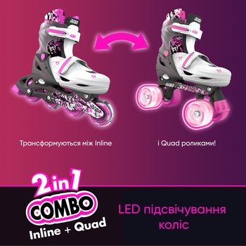 Роликові ковзани Neon Combo розмір 30-33 сіро-рожеві (NT30P4) - Pampik - 7