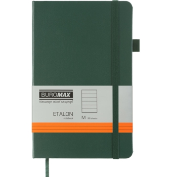 Книга записная Buromax Etalon в линейку 195х125 мм зеленая 96 листов (BM.291260-04) - Pampik
