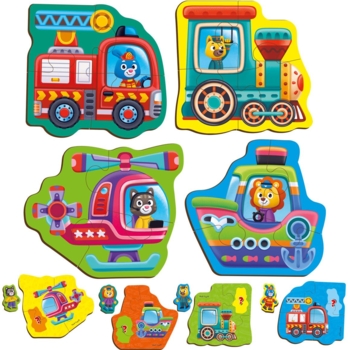 Пазли картонні з грою Vladi Toys Малюк зможе Транспорт Тварини, 14 елементів (VT1722-28) - Pampik - 2