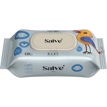 Дитячі вологі серветки Salve сині, 120 шт. - Pampik