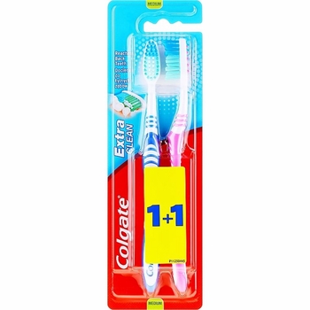 Зубна щітка Colgate Extra Clean Експерт чистоти 2 шт. рожево-синій - Pampik