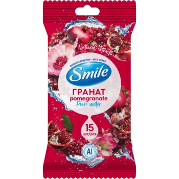 Влажные салфетки Smile Гранат и белый чай, 15 шт. - Pampik