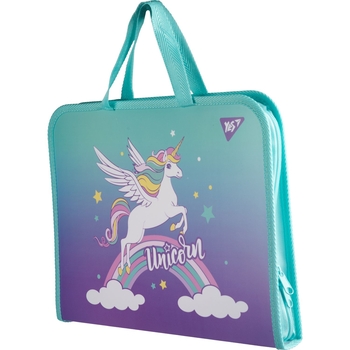 Папка-портфель Yes Glamour FC на молнии, с тканевыми ручками, бирюзово-фиолетовая (492246) - Pampik - 2