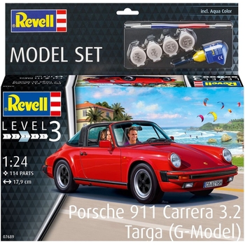 Сборная модель Revell Автомобиль Porsche 911 Carrera 3.2 Targa, уровень 3, масштаб 1:24, 114 деталей (RVL-67689) - Pampik - 12