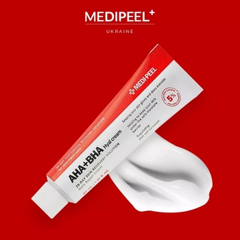 Крем-пілінг для обличчя Medi-Peel AHA BHA 28 Days Hyal Cream відновлювальний з кислотами та пептидами 30 мл - Pampik - 2