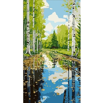 Набір для розпису по номерах Strateg Березовий гай 50х25 см (WW163) - Pampik
