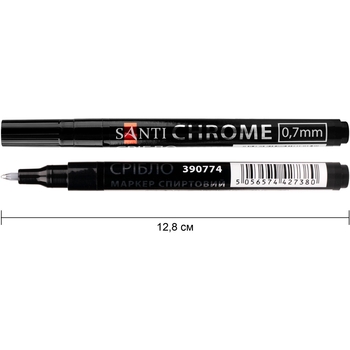 Маркер зеркальный Santi Chrome 0.7 мм серебро (390774) - Pampik
