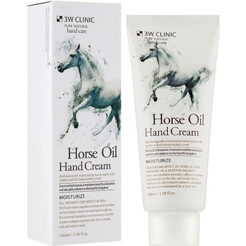Крем для рук 3W Clinic Horse Oil Hand Cream зволожуючий з кінським жиром 100 мл - Pampik - 2