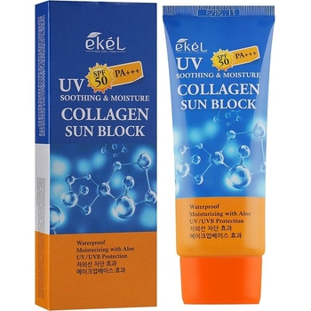Сонцезахисний крем для обличчя Ekel з колагеном SPF 50/PA+++ 70 мл - Pampik